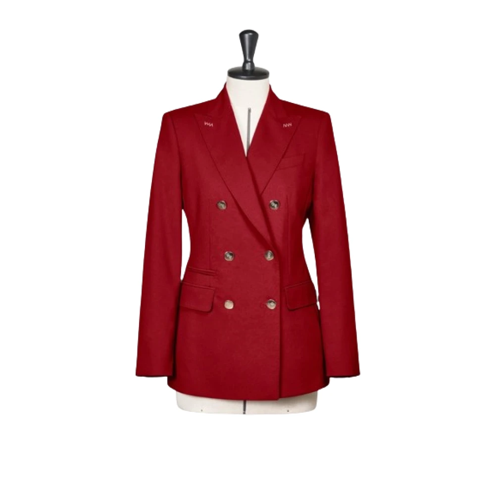 Max Mara Rode dubbelrijige wollen blazer Red Dames
