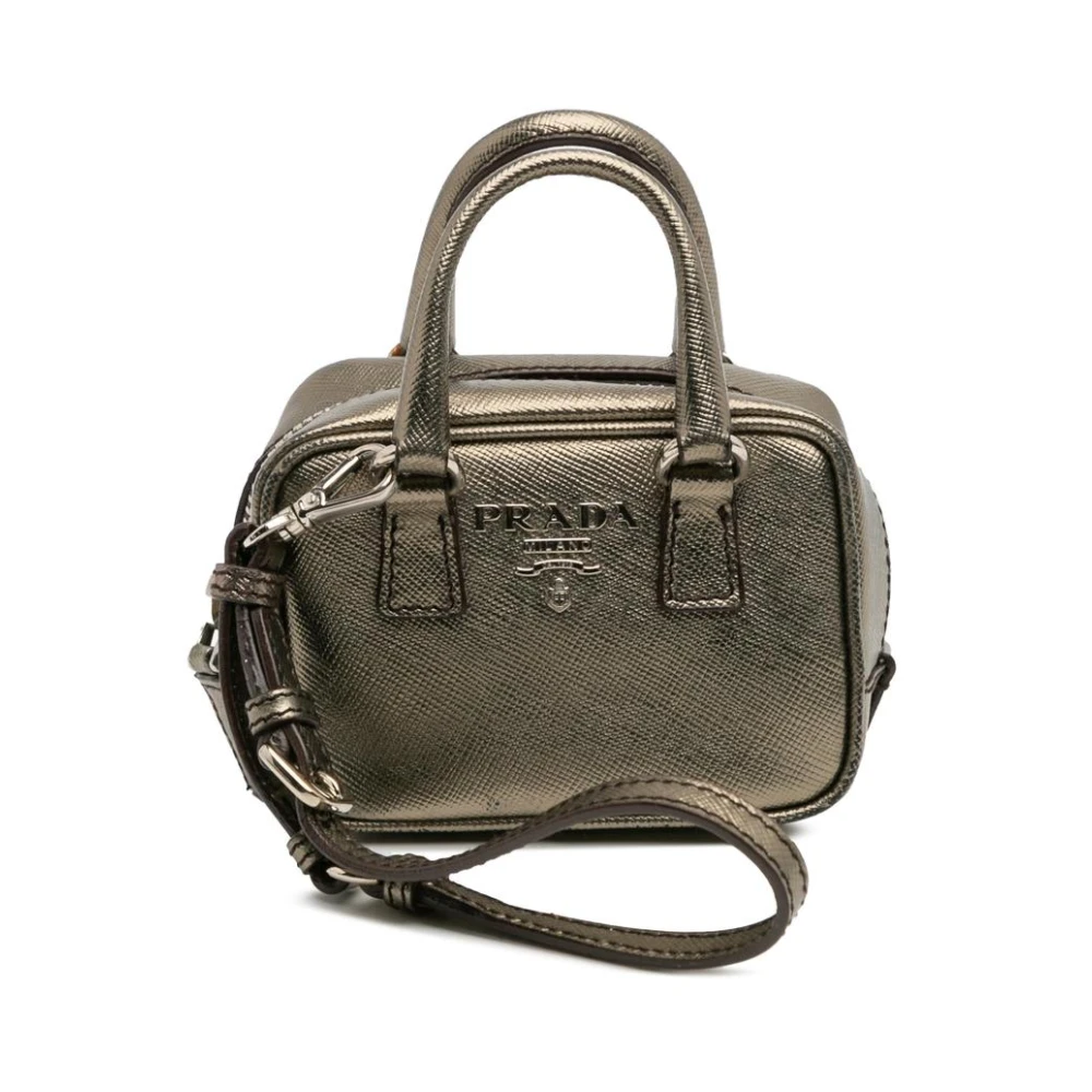 Prada Vintage Grå Förägt Topphandtag Satchel