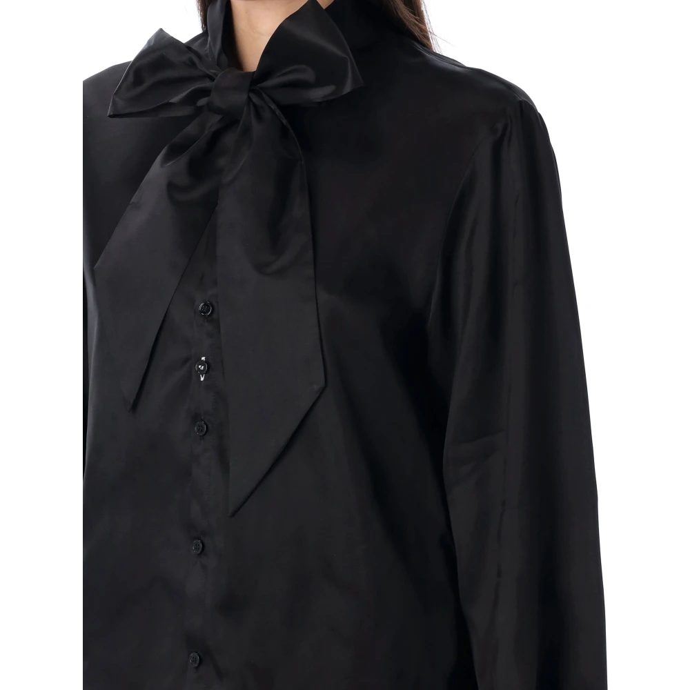 MM6 Maison Margiela Zwarte Twist Bow Shirt Dameskleding Black Dames