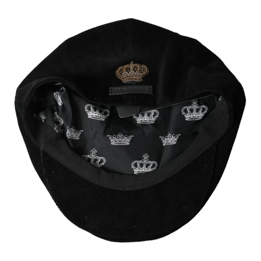 Dolce & Gabbana Zwarte Corduroy Newsboy Cap Black Heren