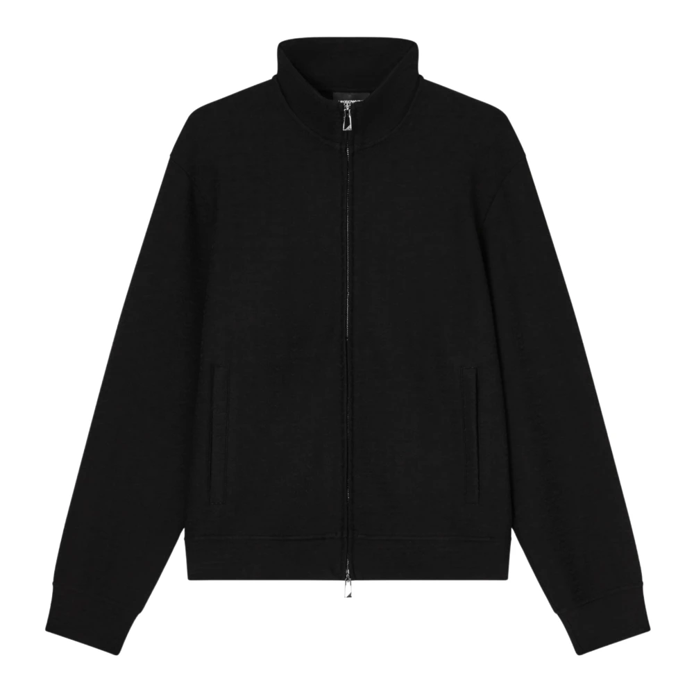 Emporio Armani Zip-Throughs, Male, S, Full-Zip Sweatshirt Black