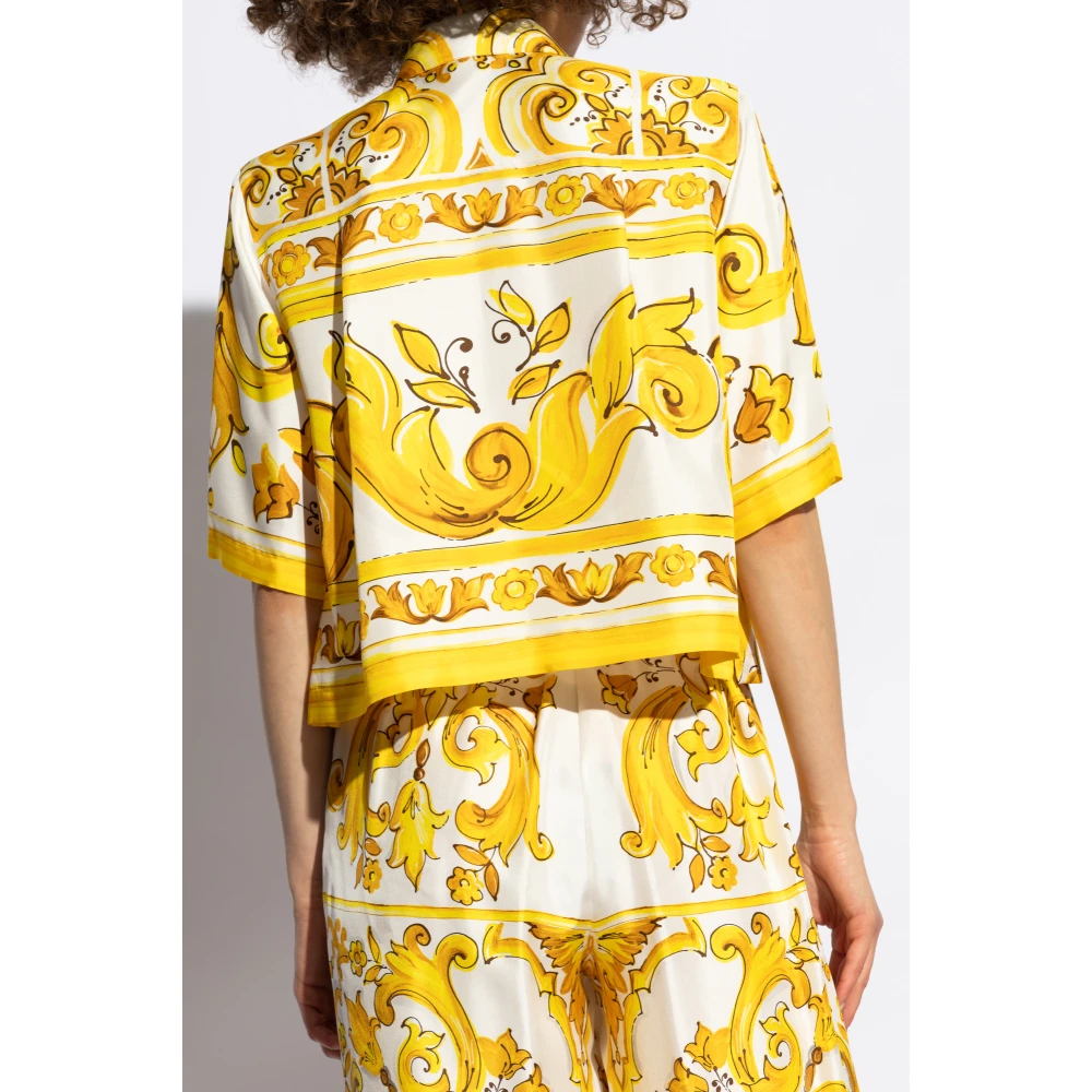 Dolce & Gabbana Shirt met 'Majolica' Print Yellow Dames