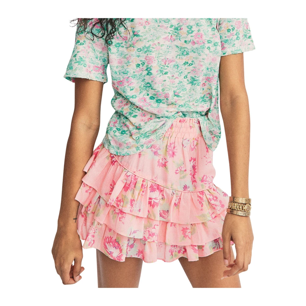 Loveshackfancy Roze Bloemen Mini Rok Pink Dames
