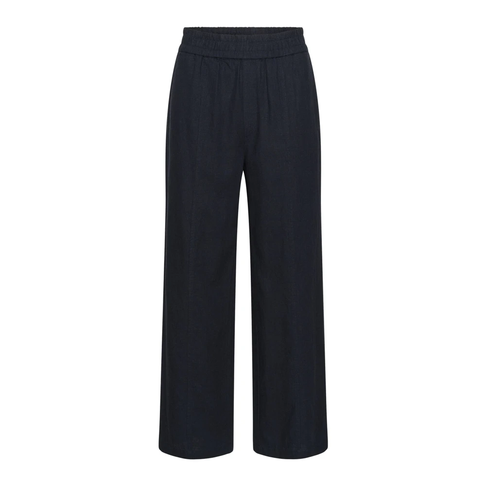 InWear Wijde Pijp Elastische Taille Broek Marineblauw Blue Dames