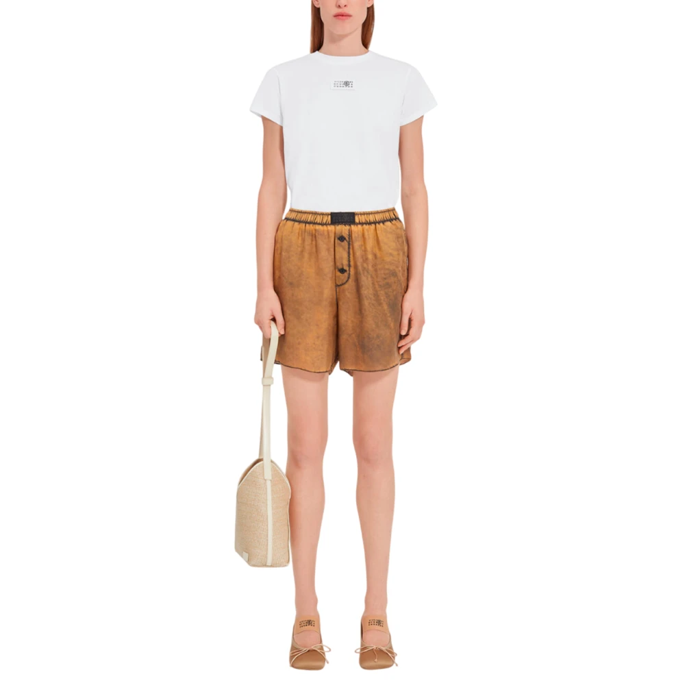 MM6 Maison Margiela Minimalistisch Wit T-shirt met Kenmerkende Nummers White Dames