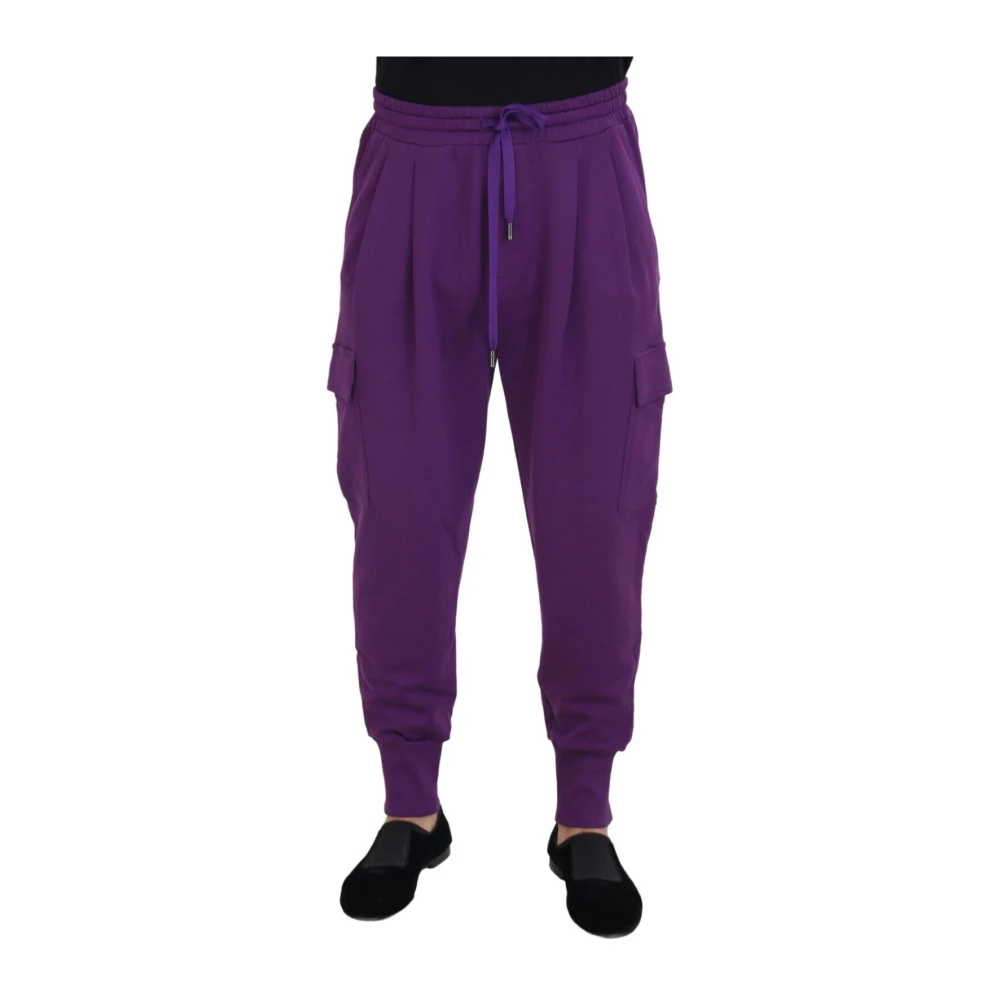 Dolce & Gabbana Men's Purple Cotton Cargo Sweatpants Jogging Pants