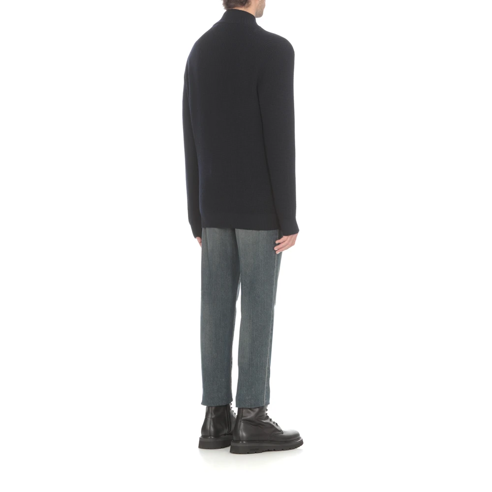 Fay Navy Blauwe Wollen Cardigan met Hoge Kraag Blue Heren