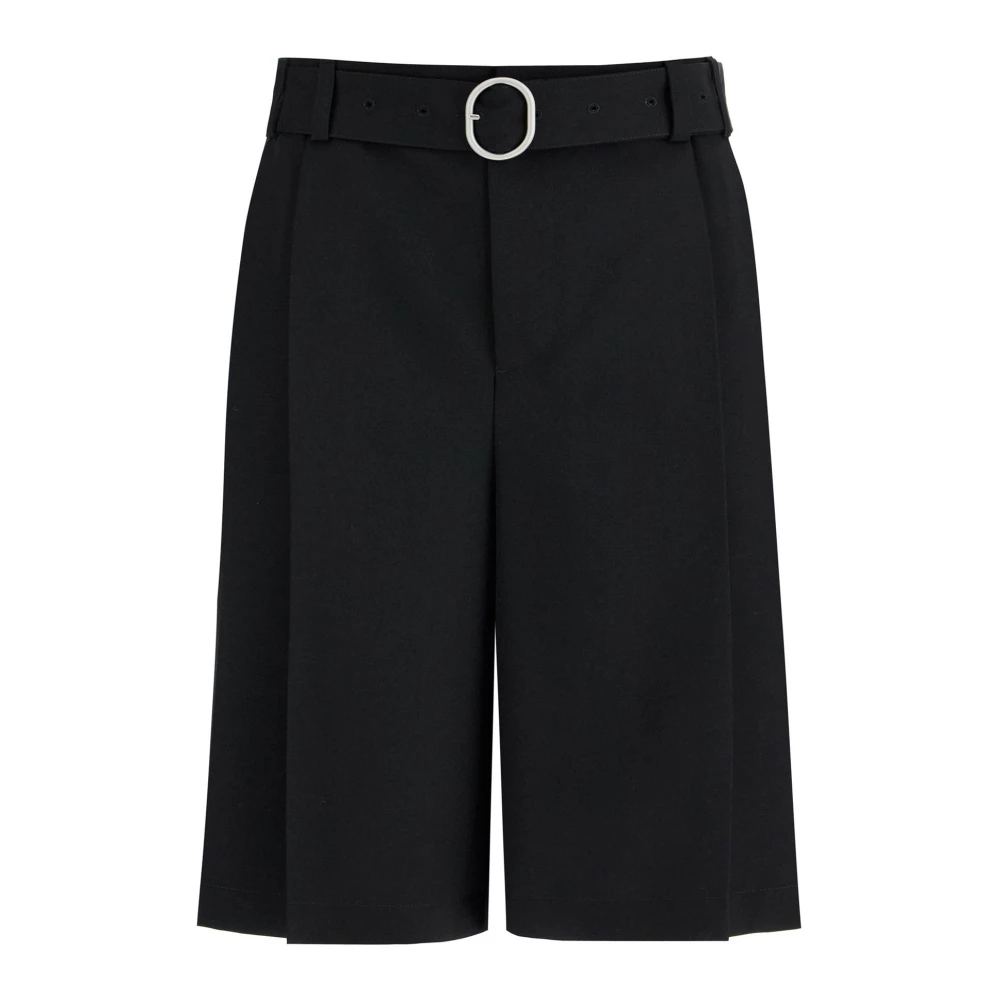 Jil Sander Wollen Gabardine Bermuda Shorts Black Heren