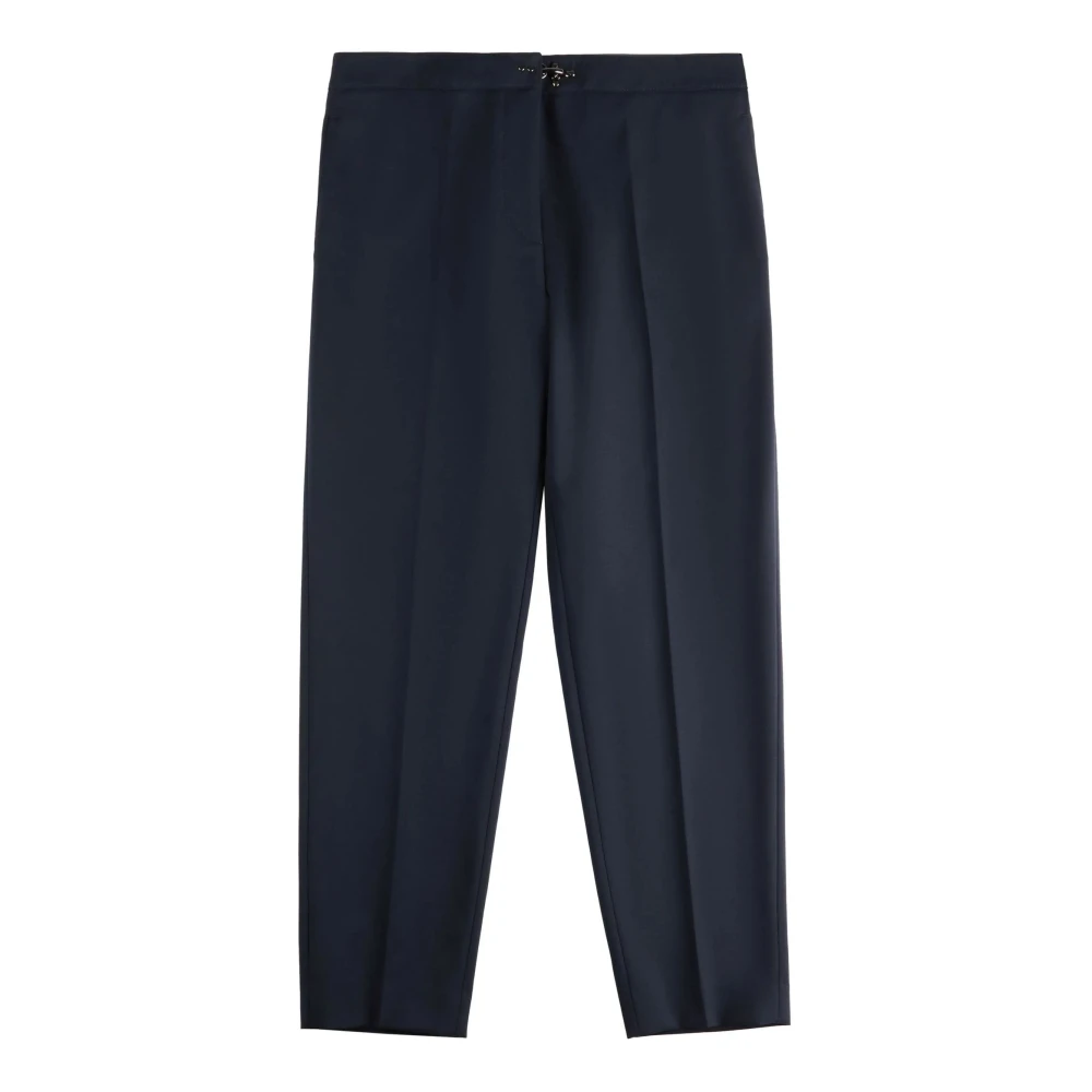 Fay Blauwe Wollen Broek Haaksluiting Blue Dames
