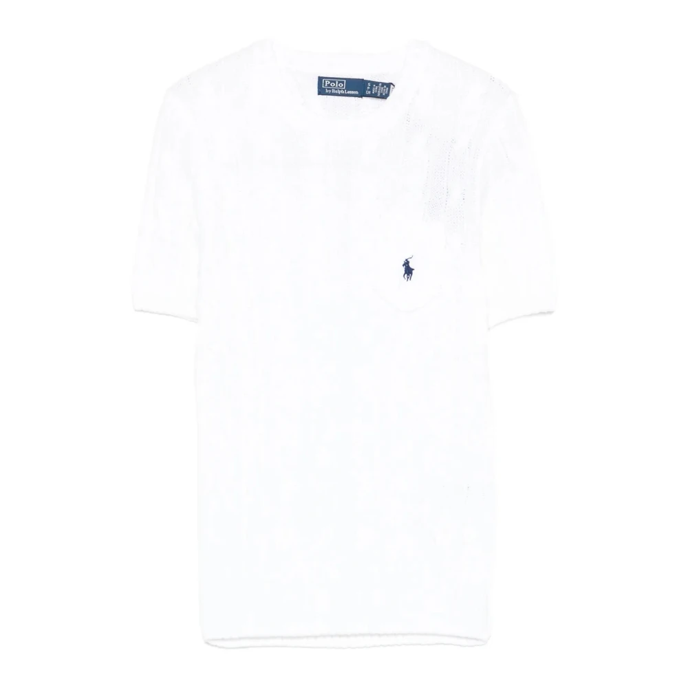 Polo Ralph Lauren Women's White T-Shirts, S, Pima Cotton Embroidered Logo Pullover