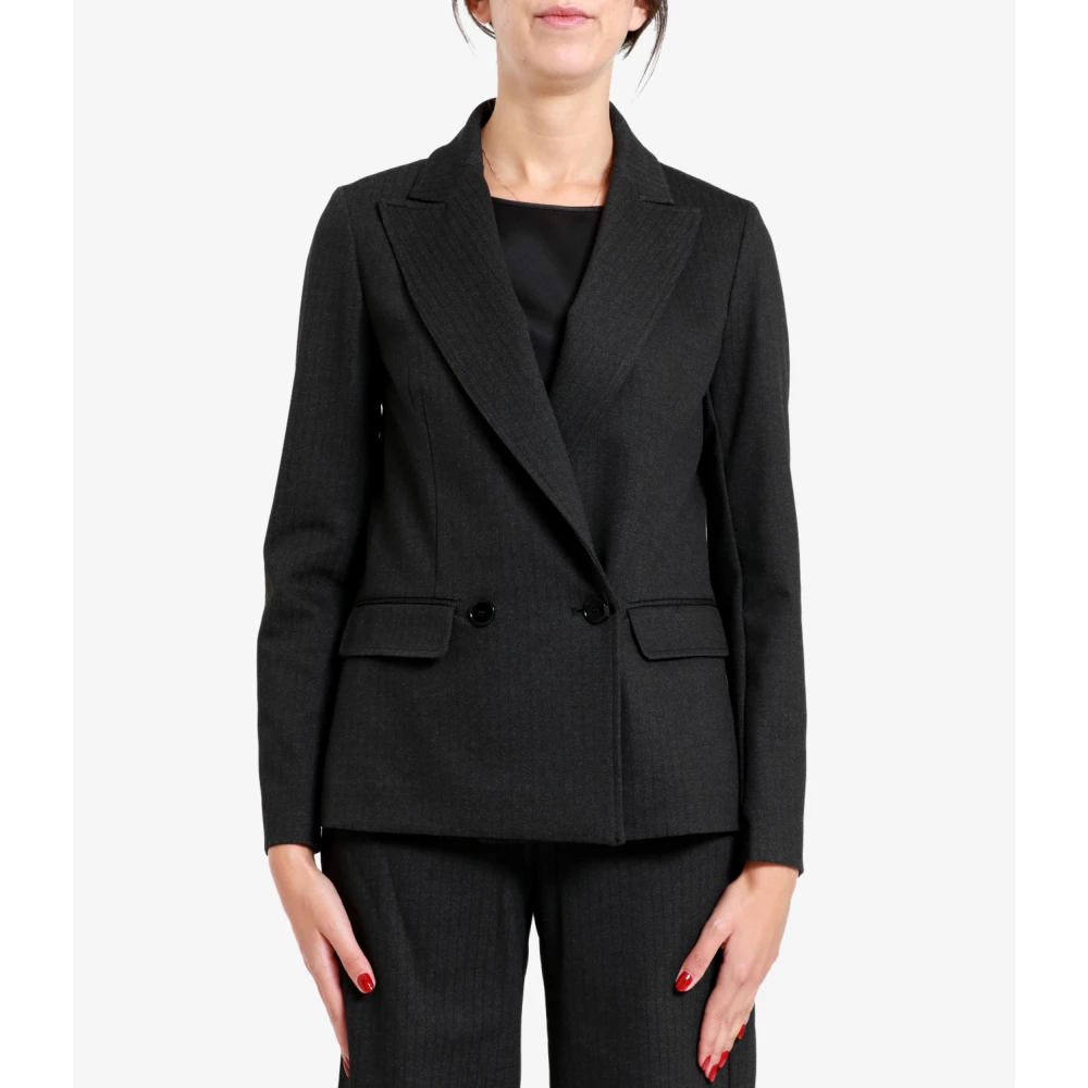 Pennyblack Grijze Jersey Blazer met Topstitching Gray Dames