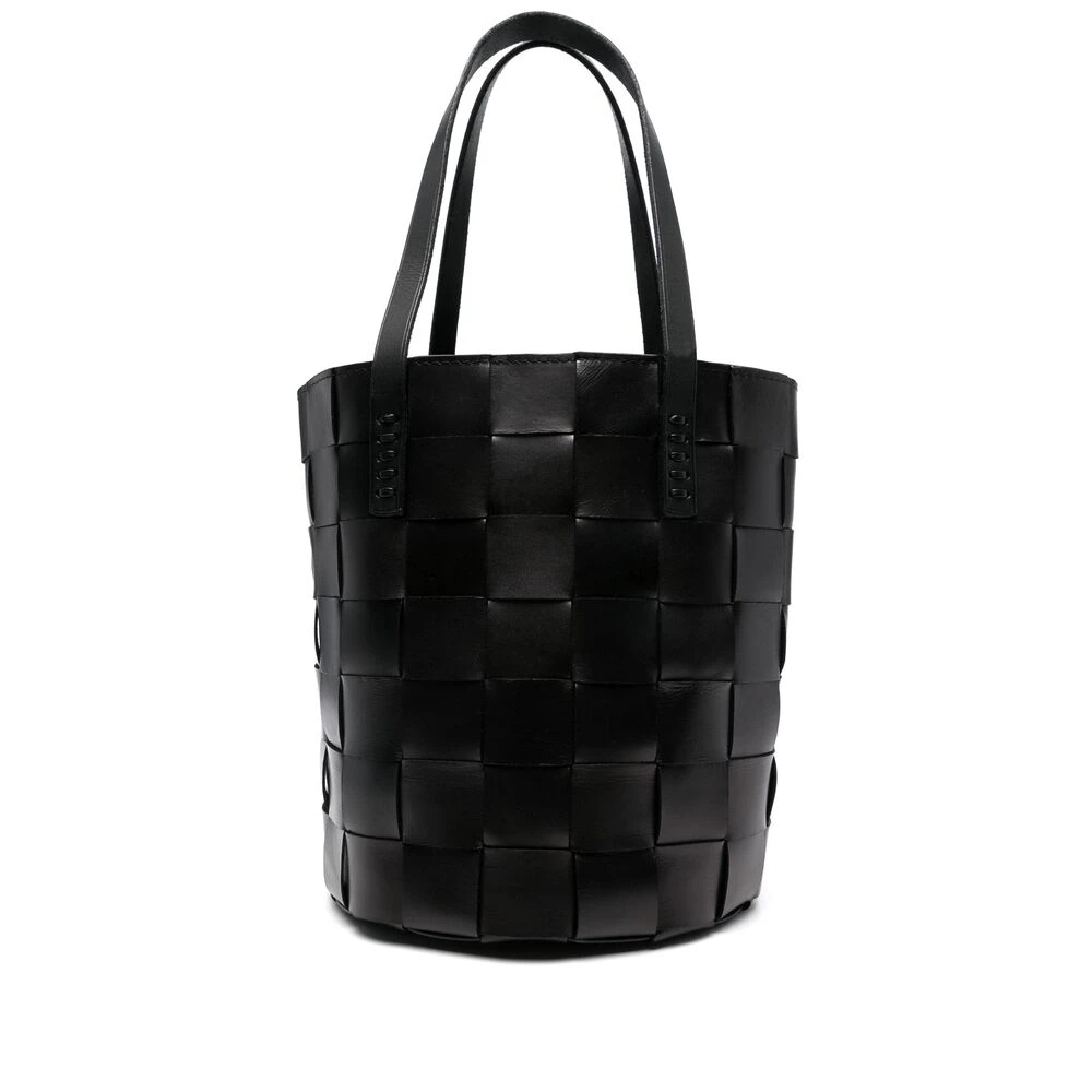 Dragon Diffusion Zwarte Cross-Woven Leren Trekkoordtas Black Dames