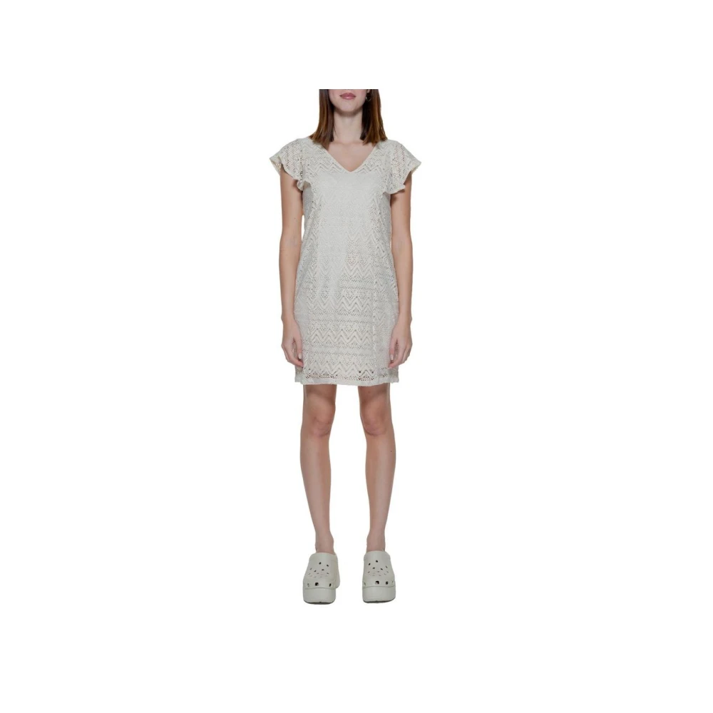 Vero Moda Beige Kant Mini Jurk VNeck Beige Dames