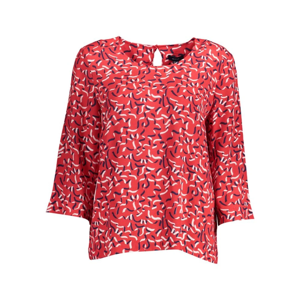 Gant Women's Red Blouses, S, 3/4 Sleeve Shirt