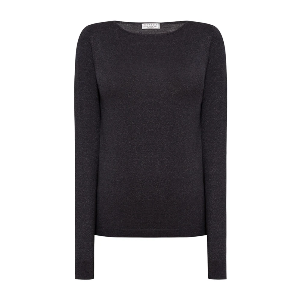 BRUNELLO CUCINELLI Luxe Cashmere Crewneck Sweater Black Dames