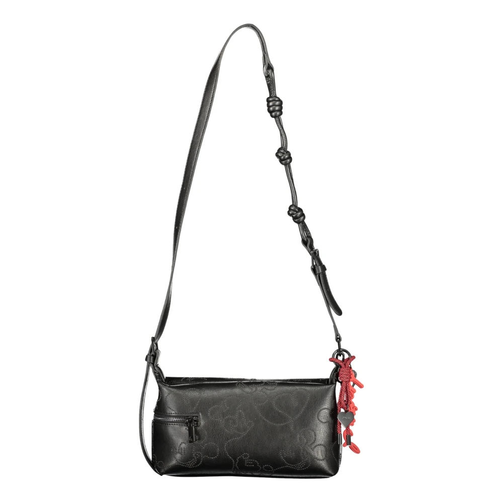 Desigual Vrouw Zwart Tassen Dames, One Size, Leer, Medium Tas Met Mickey Mouse Applicaties