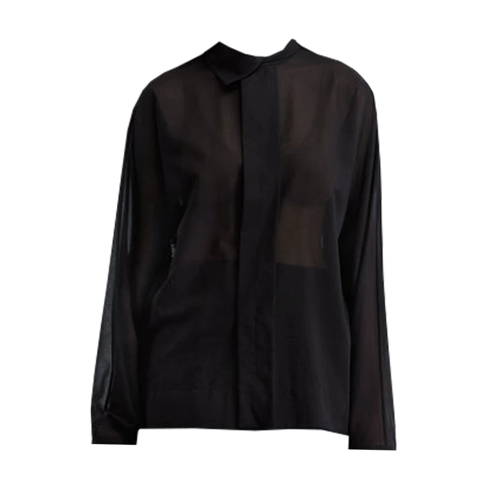 Carven Women's Black Asymmetrical Collar Shirt - Shirts - S - Blouses & Shirts