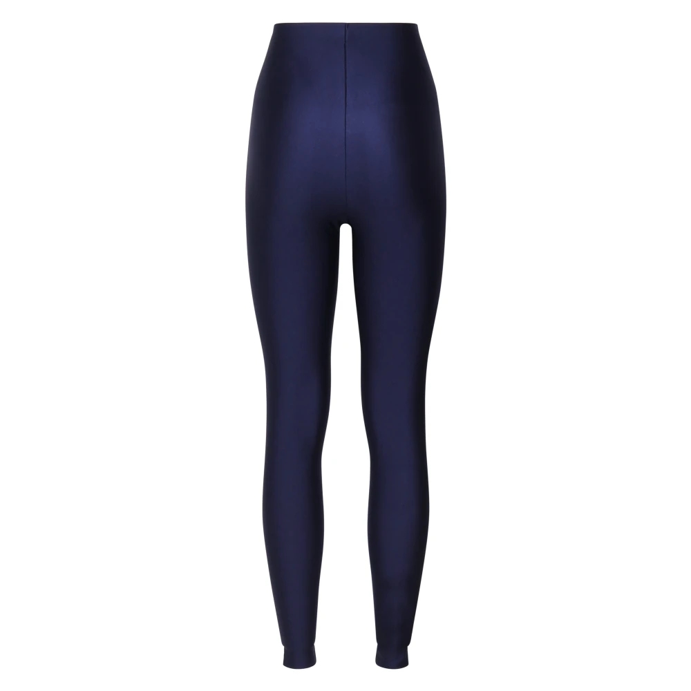 Andamane Blauwe Glanzende Lycra Broek Blue Dames