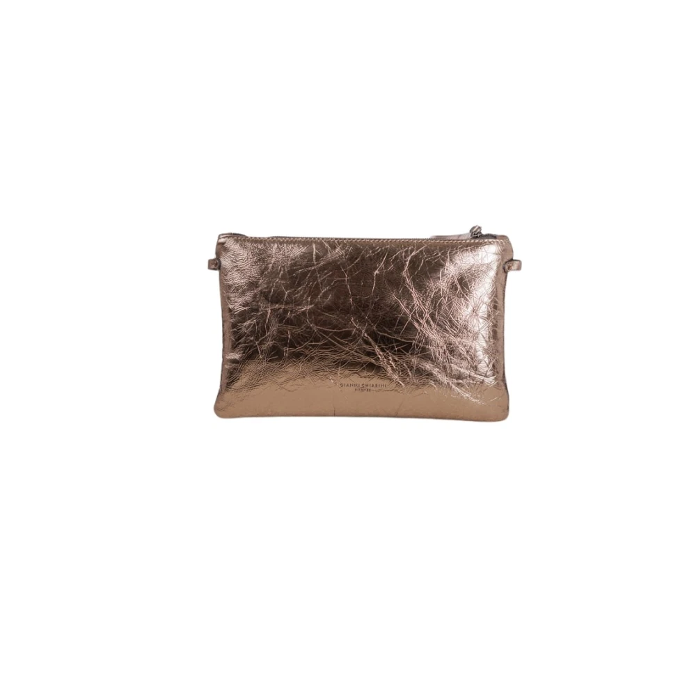 Gianni Chiarini Roze Metallic Clutch Schoudertas Brown Dames