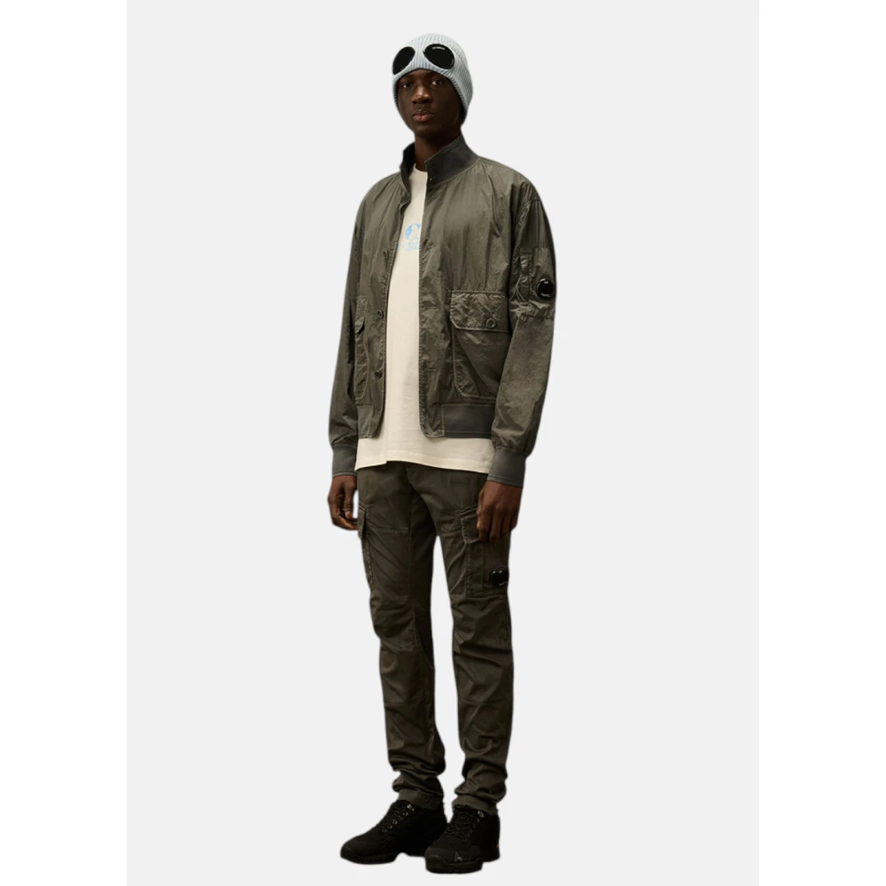 C.P. Company Glanzende Nylon Jas met Knoopdetails Green Heren