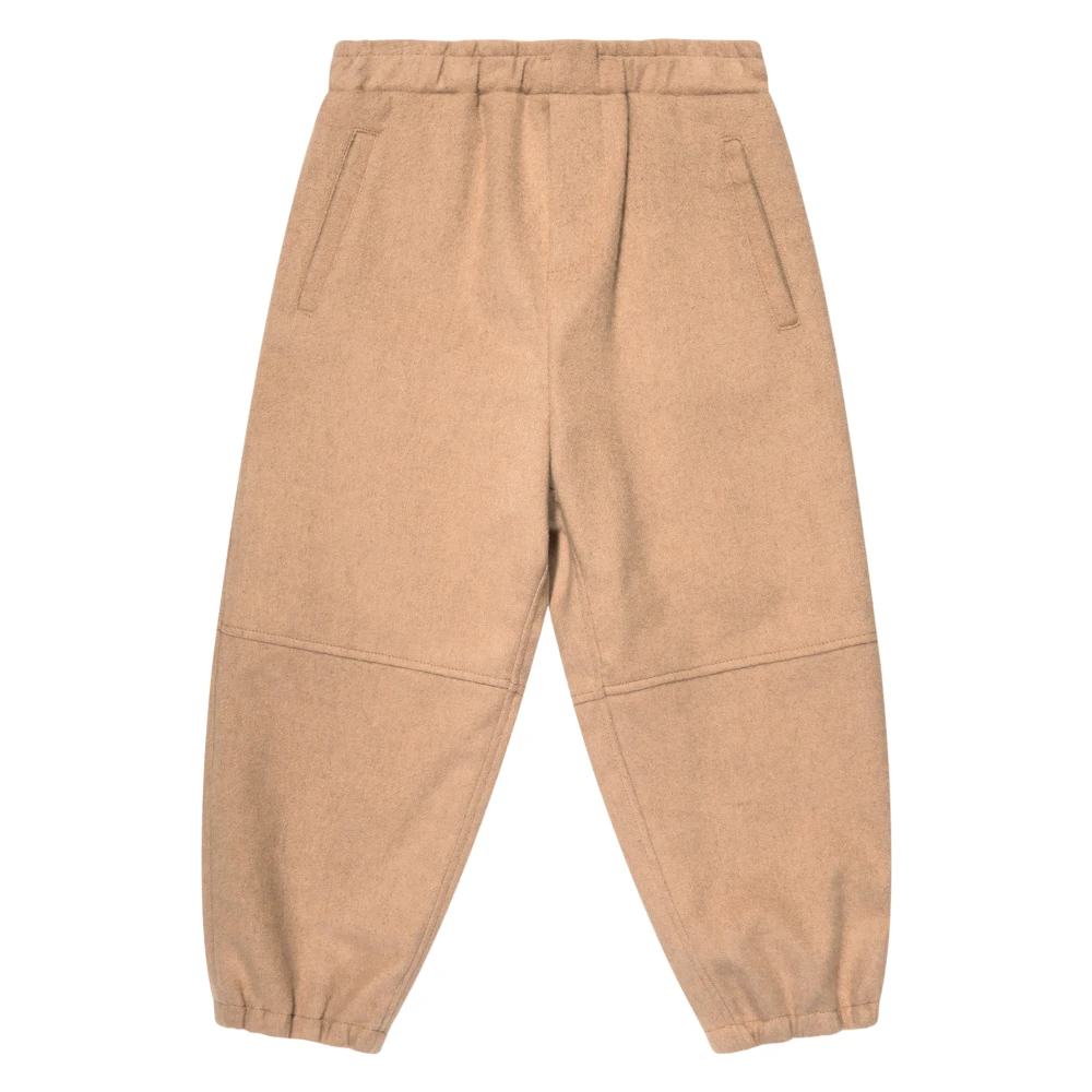 Fendi Boys Beige Trousers, 10 Y, Flannel Trousers With Jacquard Pockets