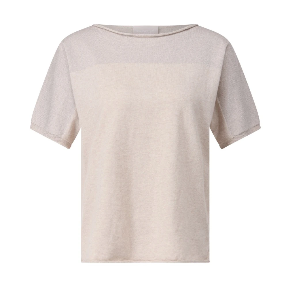 Hemisphere Korte Mouw Kasjmier Glitter Trui Beige Dames