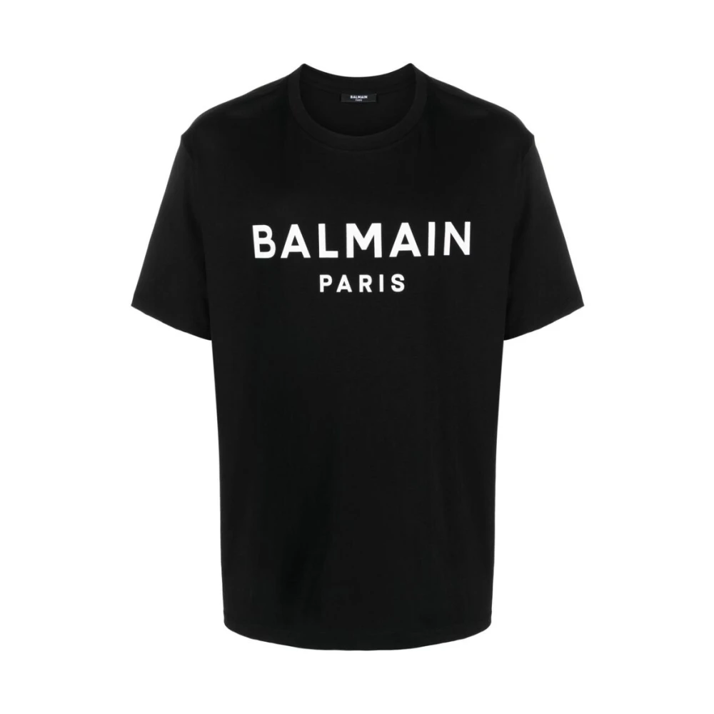 Balmain Zwart T-shirt met Logo Print Black Heren