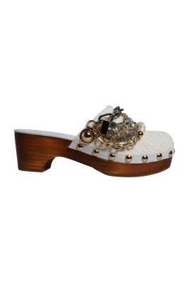 Vita Raffia Bejeweled Chain Sandaler