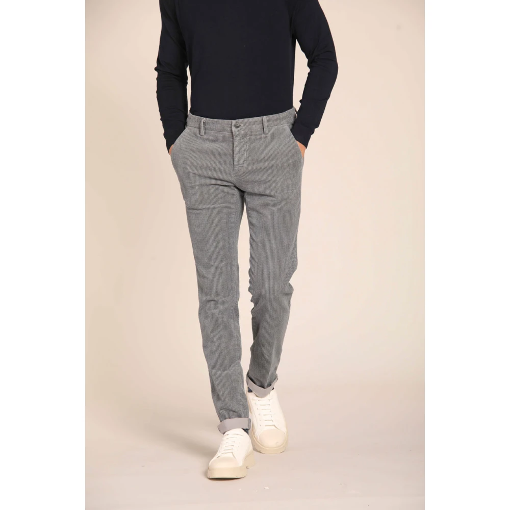 Mason's Fluwelen Winter Chino Broek met Micro Pied de Poule Print Gray Heren