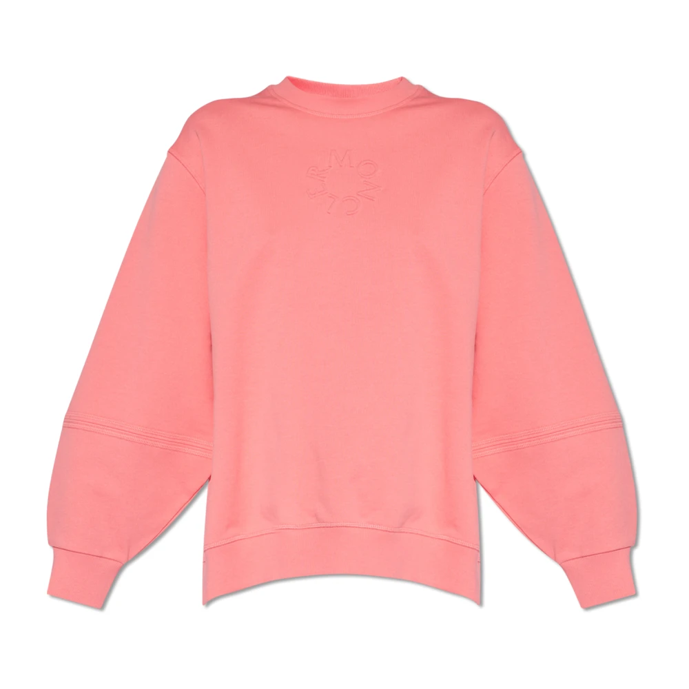 Moncler Matt Black Sweatshirt met reliëf logo Pink Dames