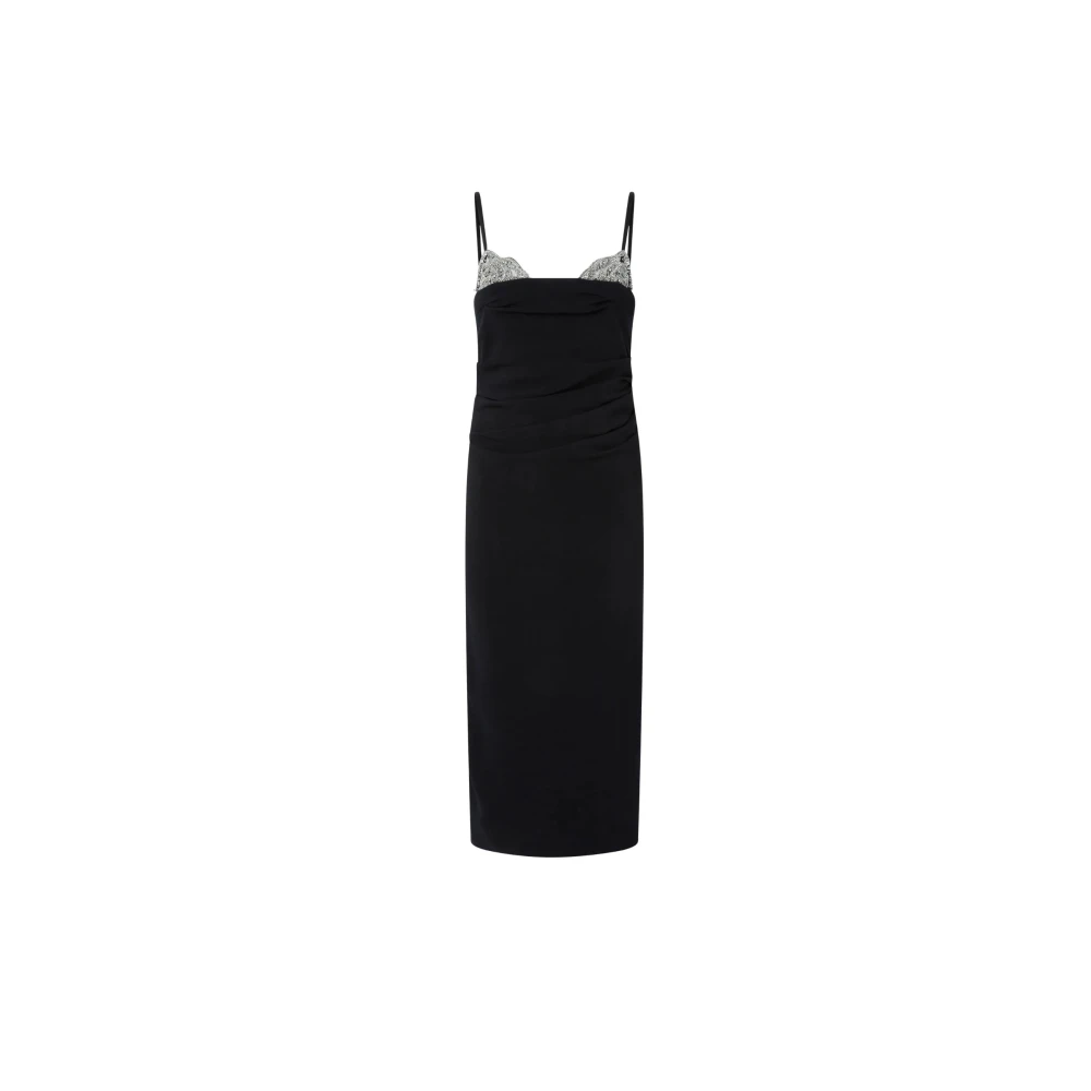 Pinko Women's Black Party Dresses, M, Carruba Abito Double Armoure Ricamo Rose