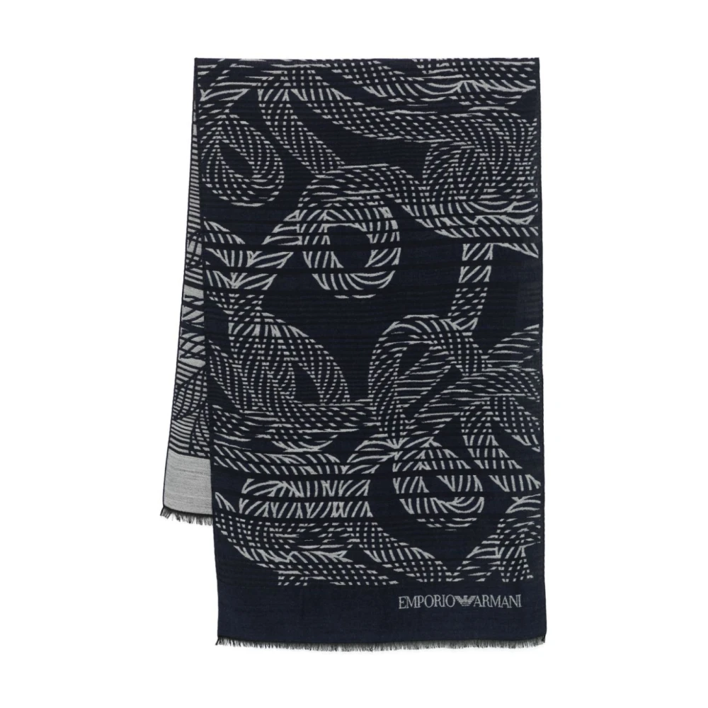 Emporio Armani Luxe Monogram Jacquard Sjaal Black Heren