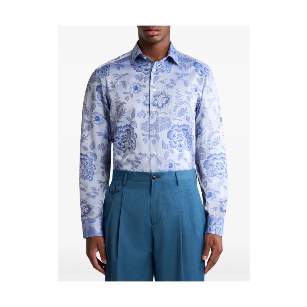 ETRO Navy Blue Button-Up Overhemd Blue Heren