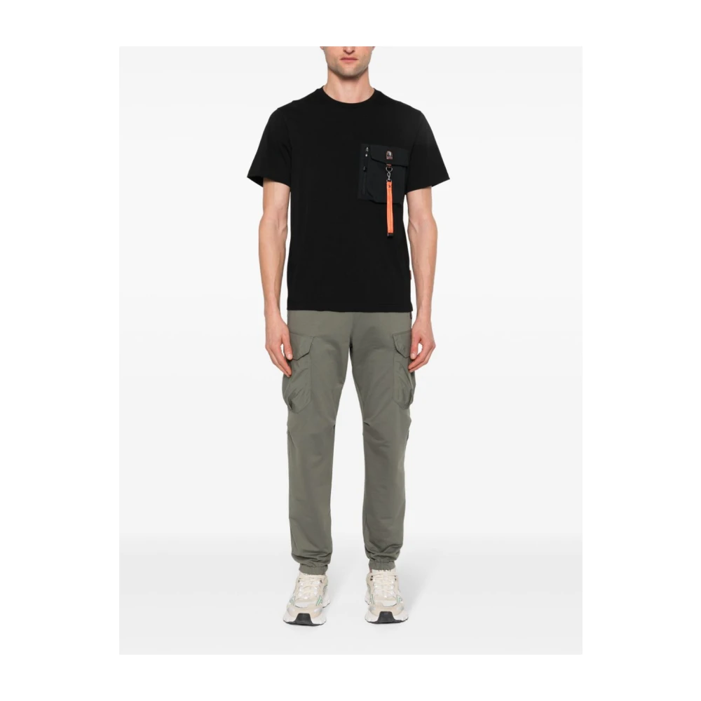 Parajumpers Zwart Katoenen Jersey T-shirt met Ritszak Black Heren