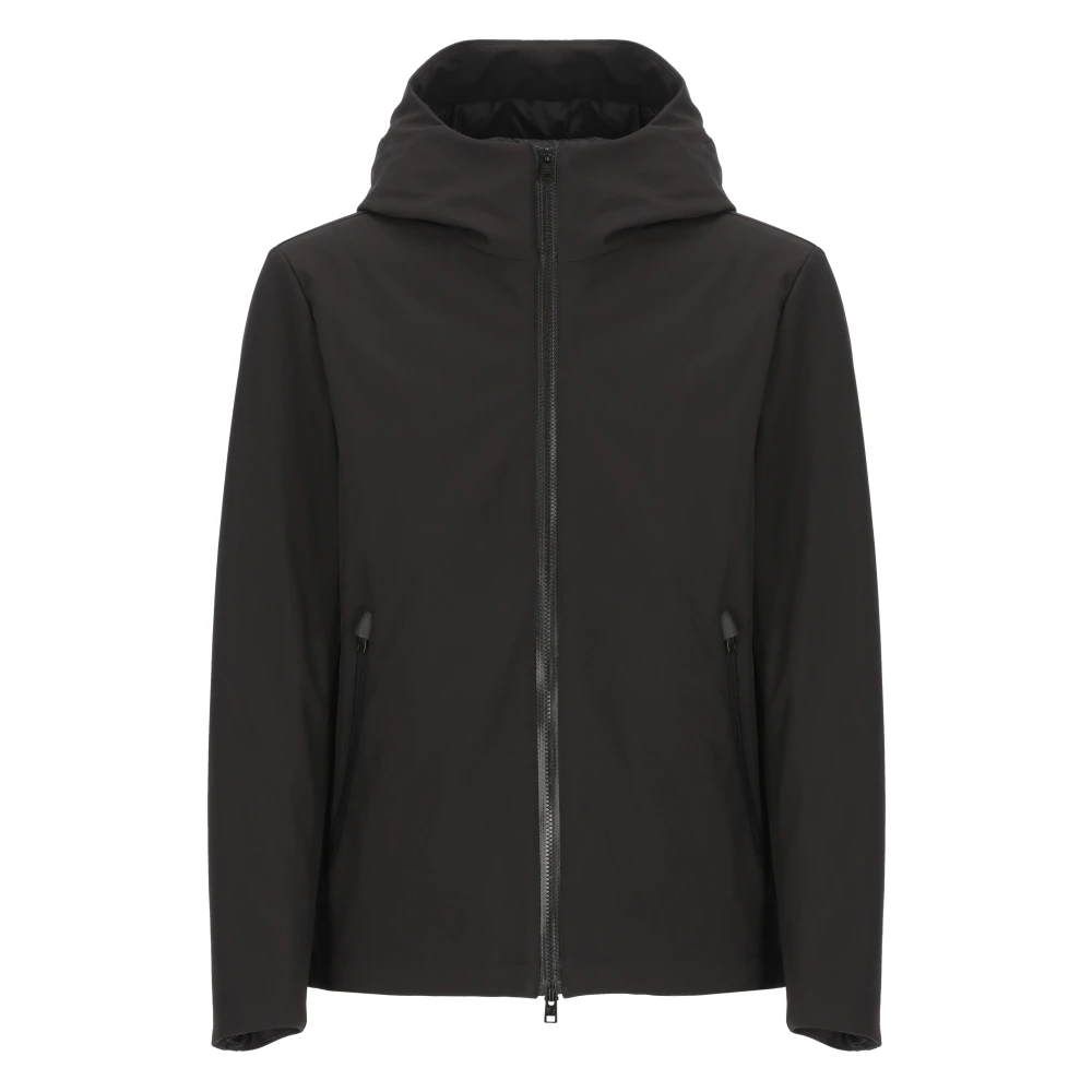 Woolrich Svart Vadderad Jacka med Huva Black, Herr