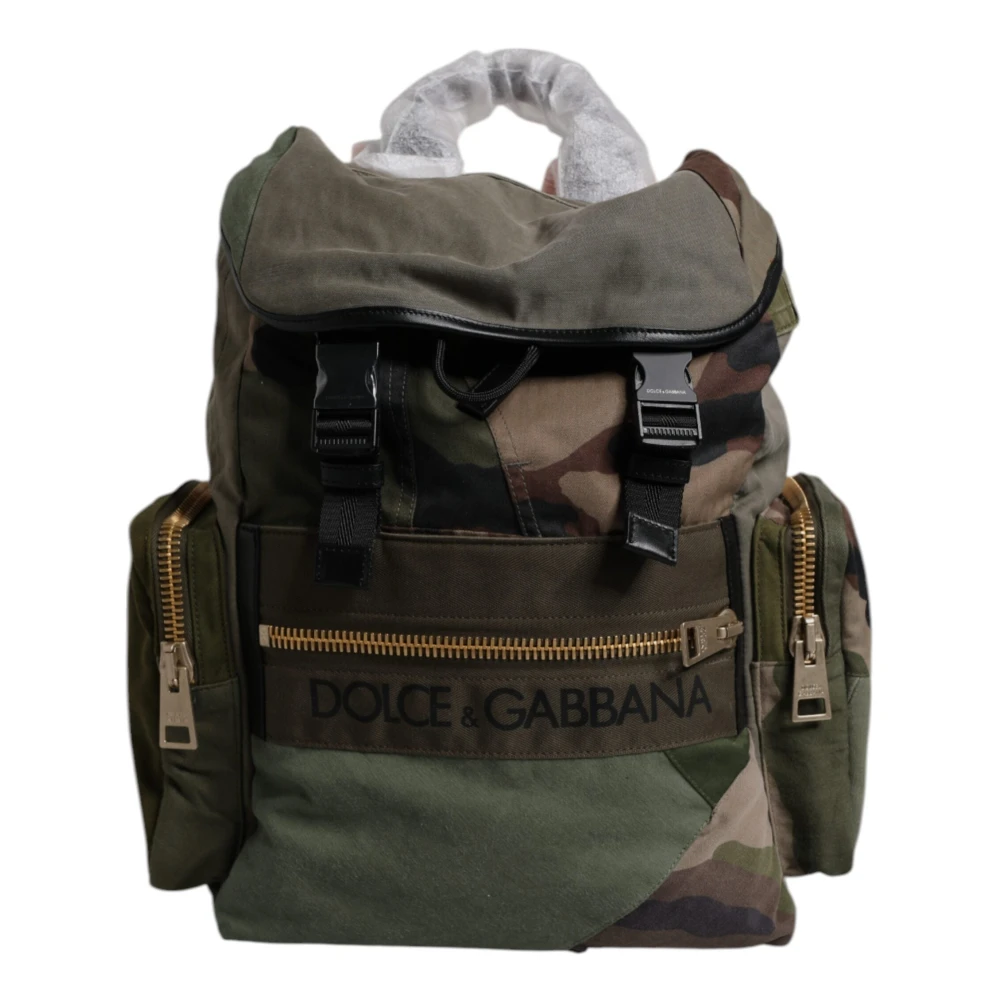 Dolce & Gabbana Unisex Green Backpacks, One Size, Patchwork Travel Backpack