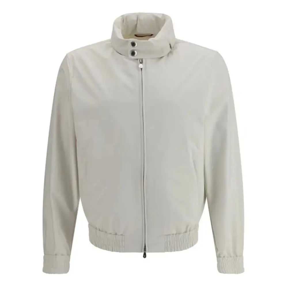 Brunello Cucinelli Men's Beige Light Jackets, L, High-Necked Jacket