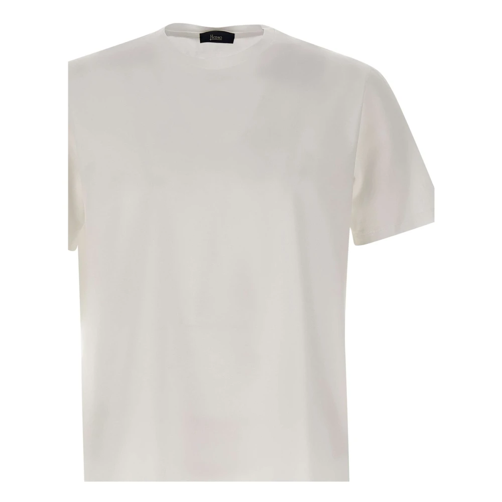 Herno Witte Katoenen T-shirt Crew Neck White Heren