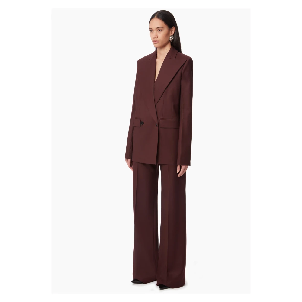 Nina Ricci Rode Wol Wijde Pijp Broek Red Dames