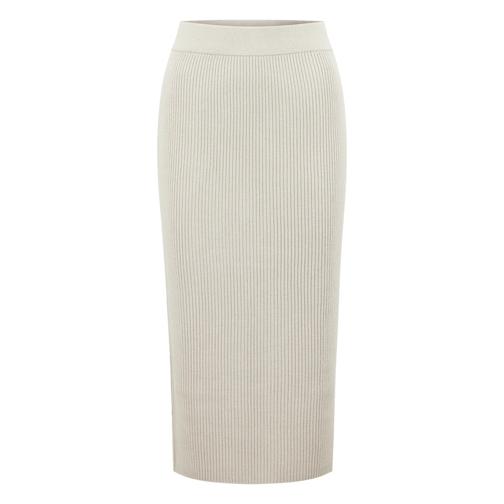 Drykorn Gebreide Pencil Rok met Split Brown Dames
