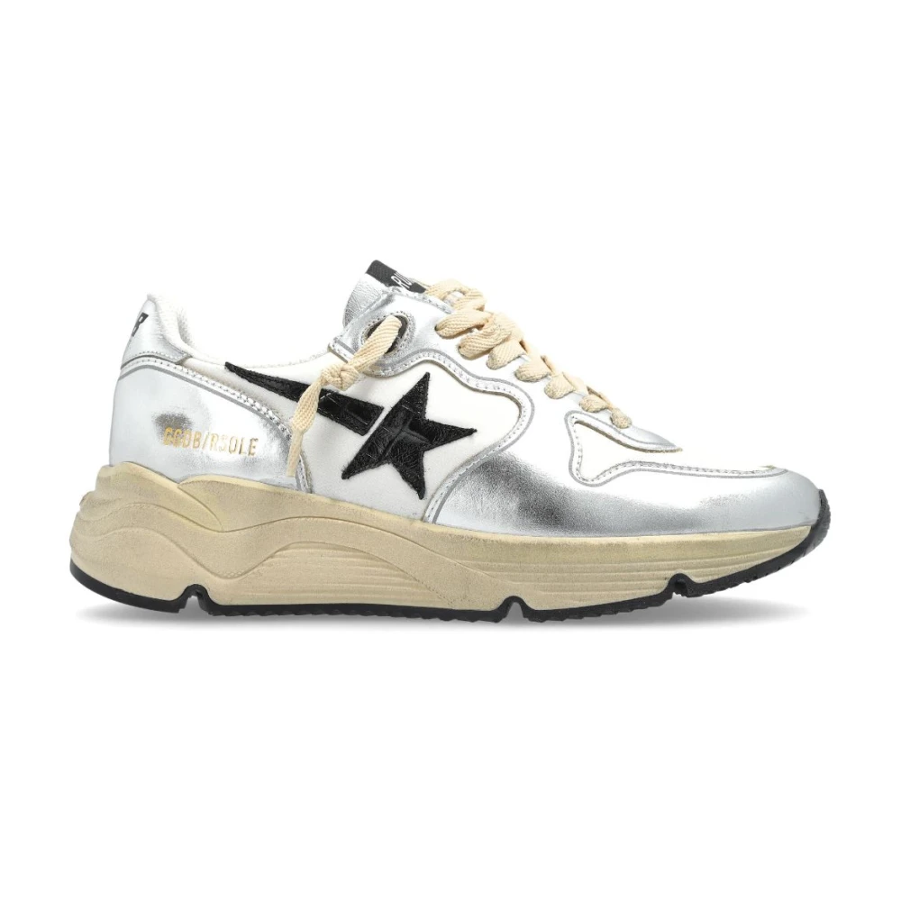 Golden Goose Women's Gray/Golden Running Sole Sneakers