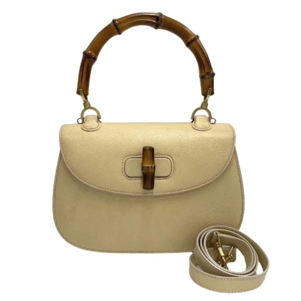 Gucci Vintage Pre-owned Leather gucci-bags Beige Heren