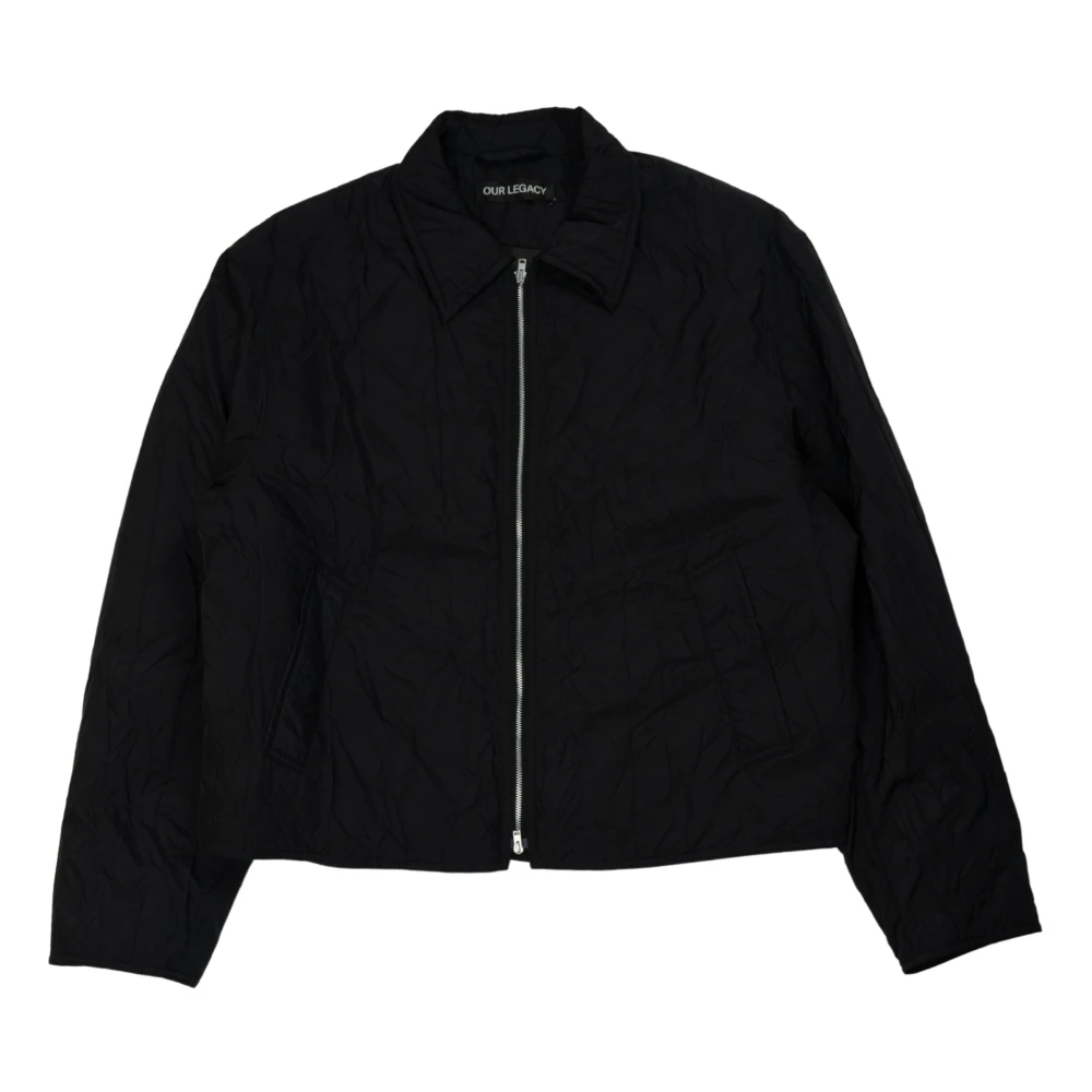 Our Legacy Zwarte Glanzende Crinkle Solaro Jas Black Heren