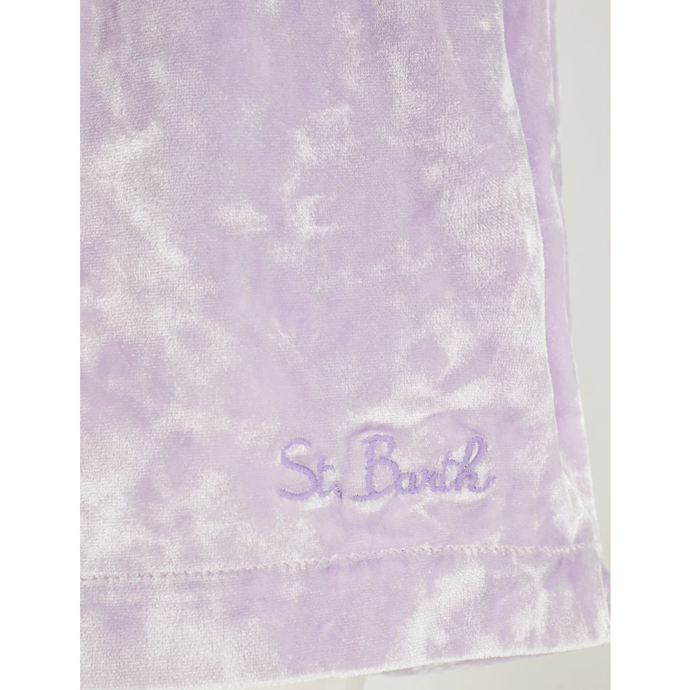 MC2 Saint Barth Chenille Geborduurde Shorts Purple Dames