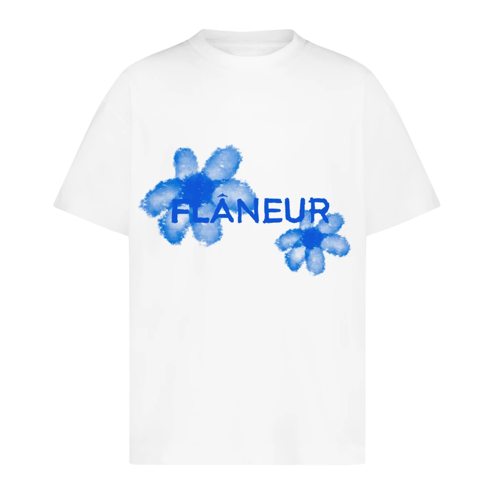 Flâneur Waterverf Bloemen T-Shirt White Heren