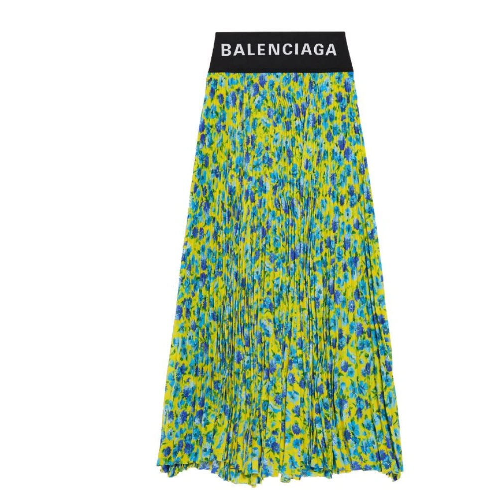 Balenciaga Bloemenprint Geplooide Midi Rok Multicolor Dames