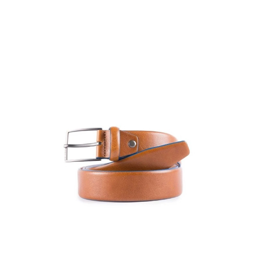 Piquadro Men's Brown Blue Square Special Belt - Belts - One Size - Accessories