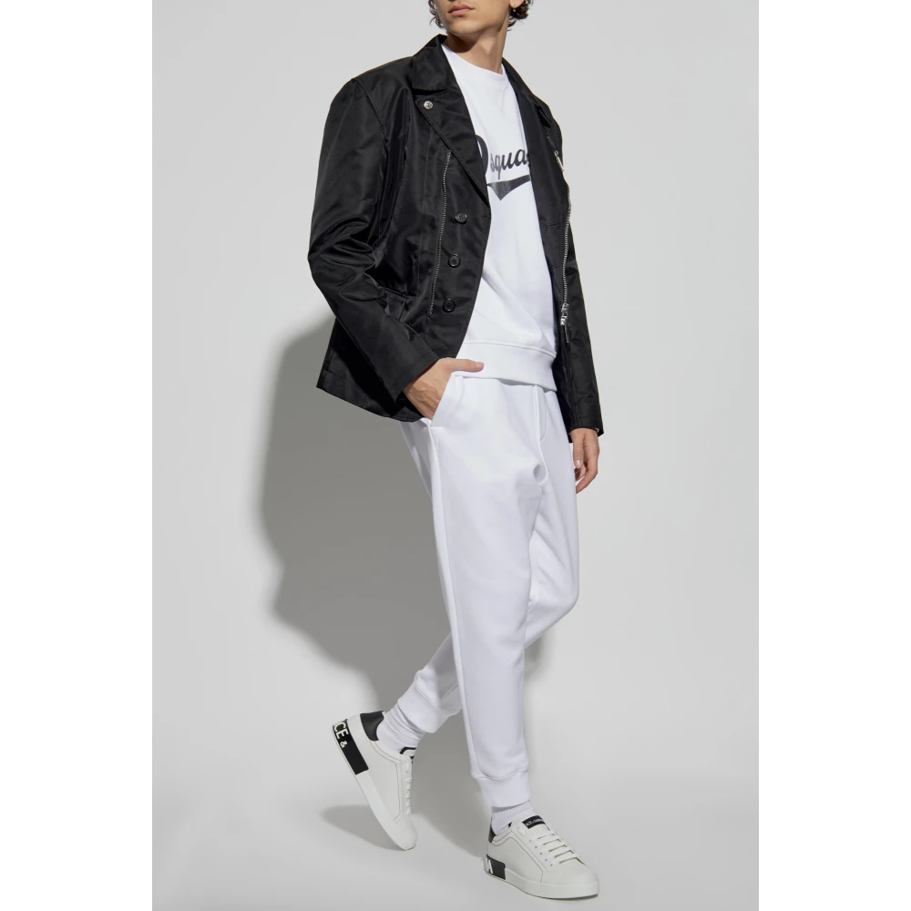 Dsquared2 Logo sweatshirt met fluwelen afwerking White Heren