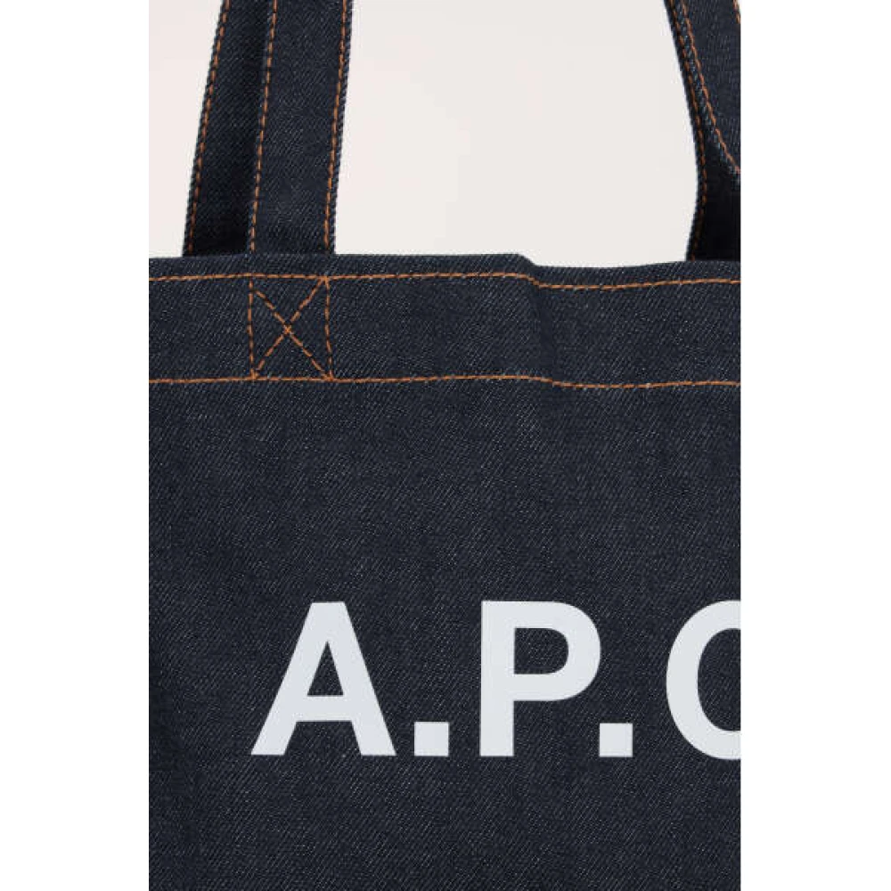 A.p.c. Blauwe Denim Tote Tas met Leren Basis Blue Dames