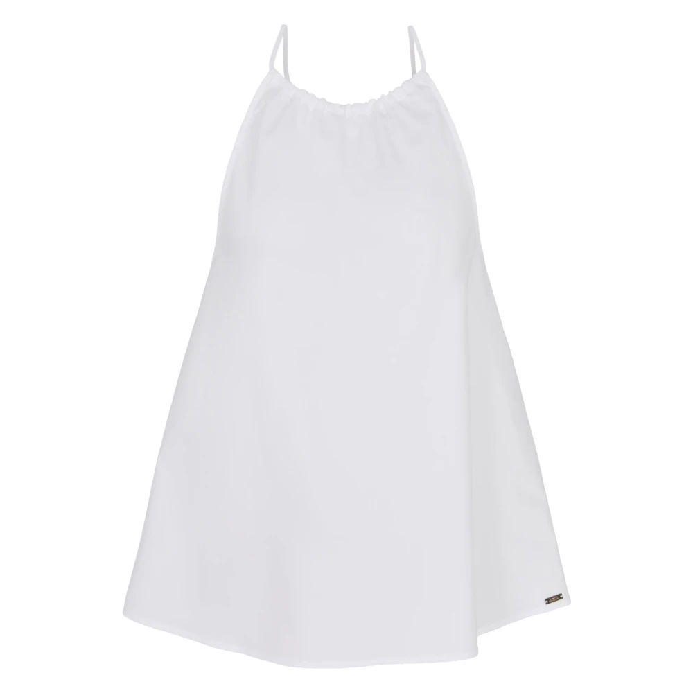 Armani Exchange Donna Bianco Top Blusa Con Spalline Sottili